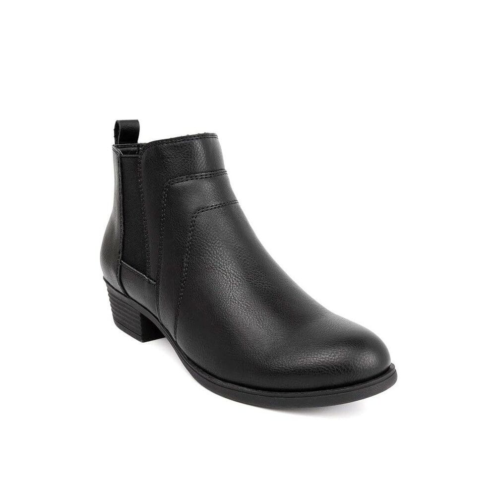 Sugar Womens 10 M Black Trixy Faux Leather Block Heel Ankle Booties NIB RF4